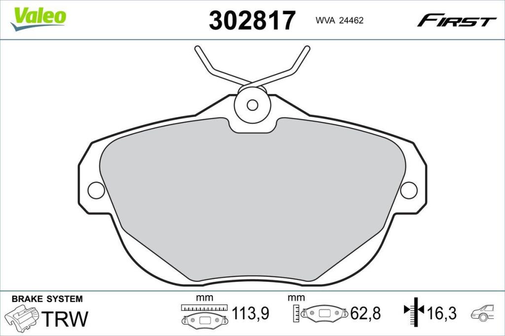 Jogo de 4 pastilhas de travão VALEO ref. 302817